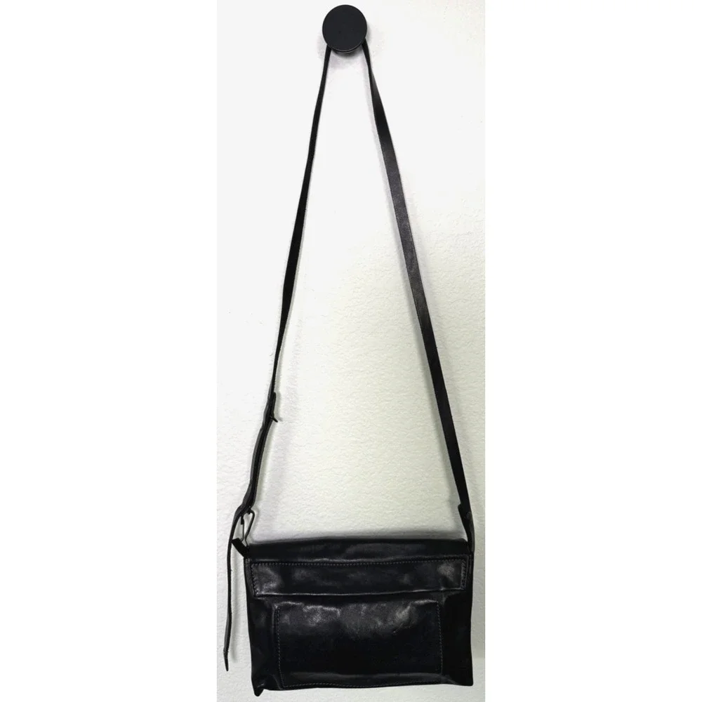 Delle Cose Poste Italia Black Leather Crossbody Italian Made Purse Dust Cover